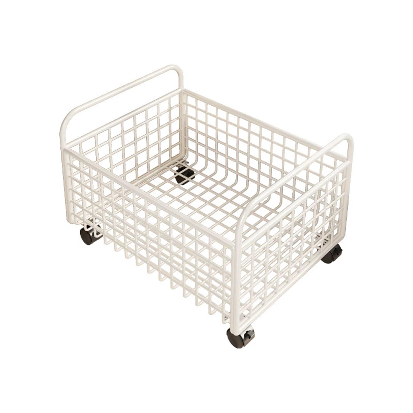Cesta biancheria metallica bianca su ruote due manici ventilata per bagno | Cesta biancheria metallica bianca rete ruote manici bagno vestiti sporchi ventilata giocattoli(Weiß,48*30*25)
