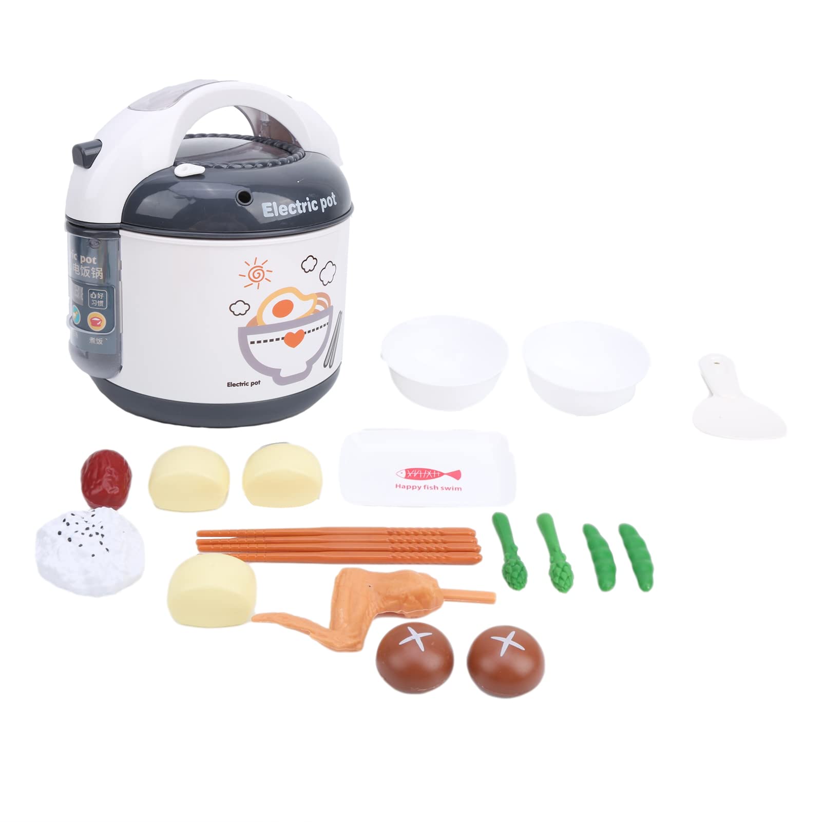 Set di Giocattoli per Cuociriso per Bambini, Elettrodomestici da Cucina in Plastica Dai Colori Vivaci per un Divertimento Interattivo (Grigio)