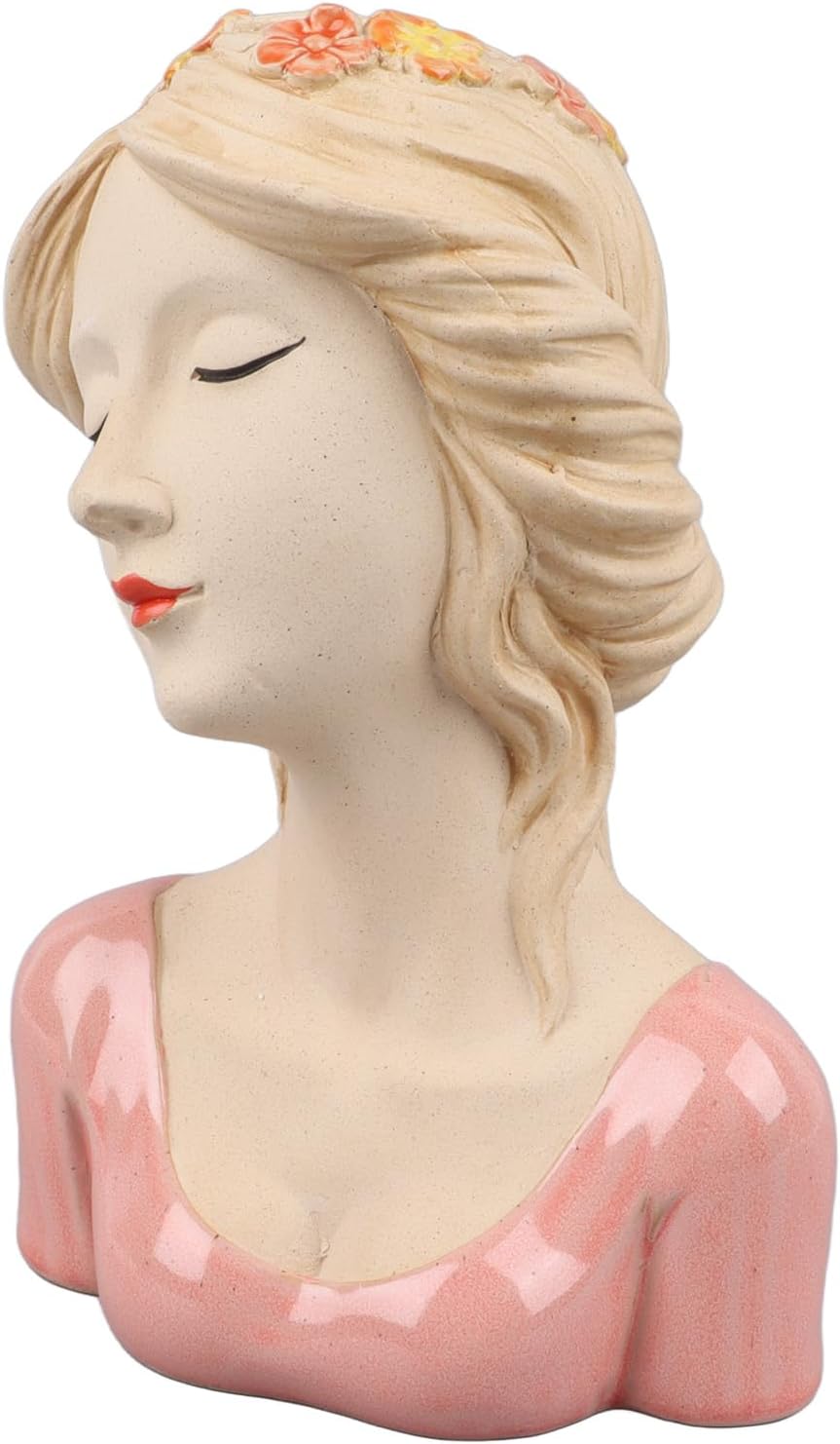 Modern Ceramic Face Vases Decorative Modern Shy Girl Flower Lady Head Vase for Unisex Plants Lover ()