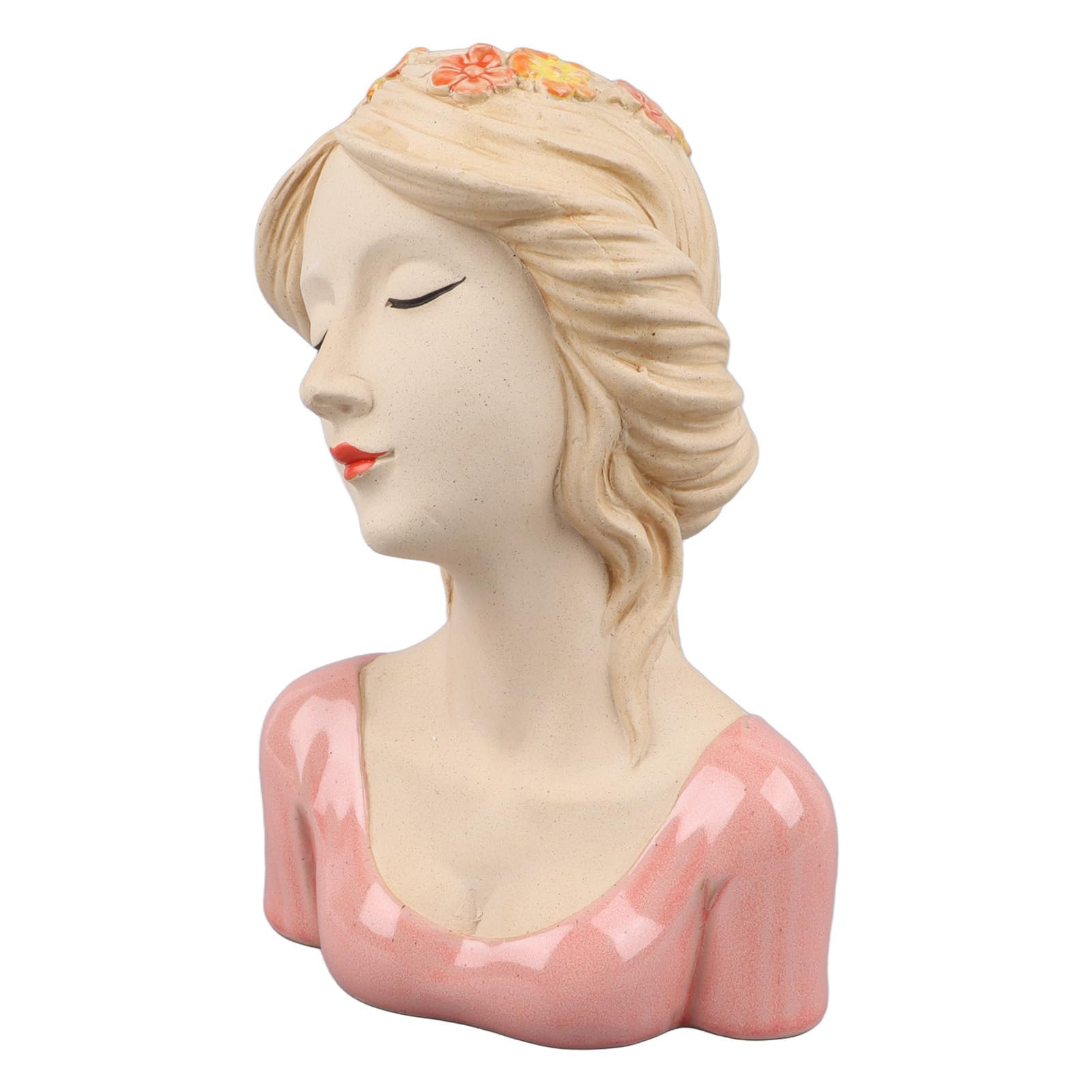 SIXRUN Vaso Moderno in Ceramica per Fioriera con Testa di Donna in Ceramica Bianca 22 X 13,5 X 7 Cm per Fiori Freschi, Secca, Portaoggetti per Spazzole, Decorazioni per la Casa per gli Amanti delle