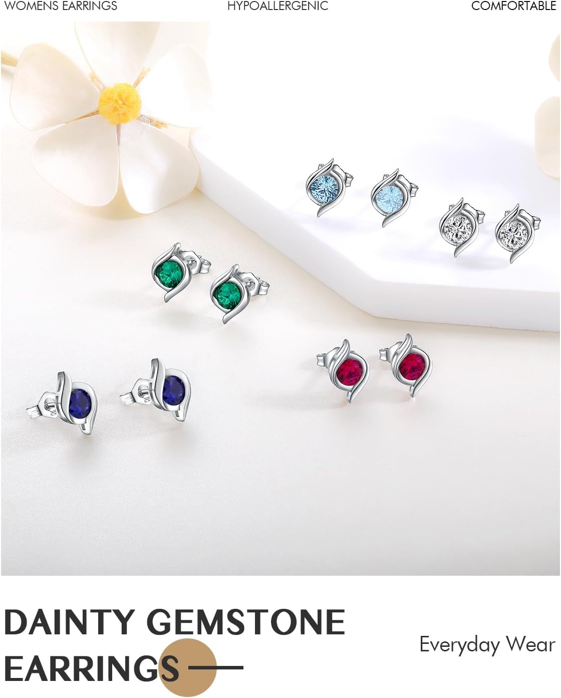 DAYBYDAY Dainty Heart Earrings for Women Hypoallergenic 925 Sterling Silver Moissanite/Ruby/Sapphire/Emerald/Aquamarine Heart Stud Earrings - Image 5