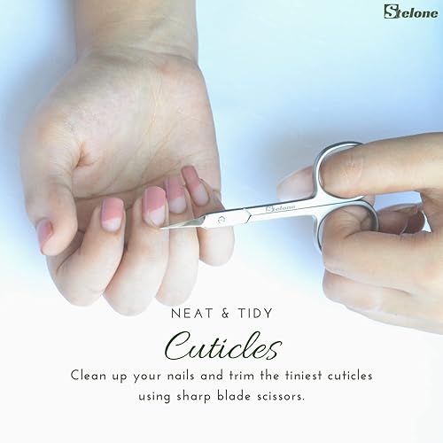 Miniatura 3 de Tijeras para cutículas de alta calidad, pequeñas tijeras curvadas de acero inoxidable para manicura y belleza para mujer
