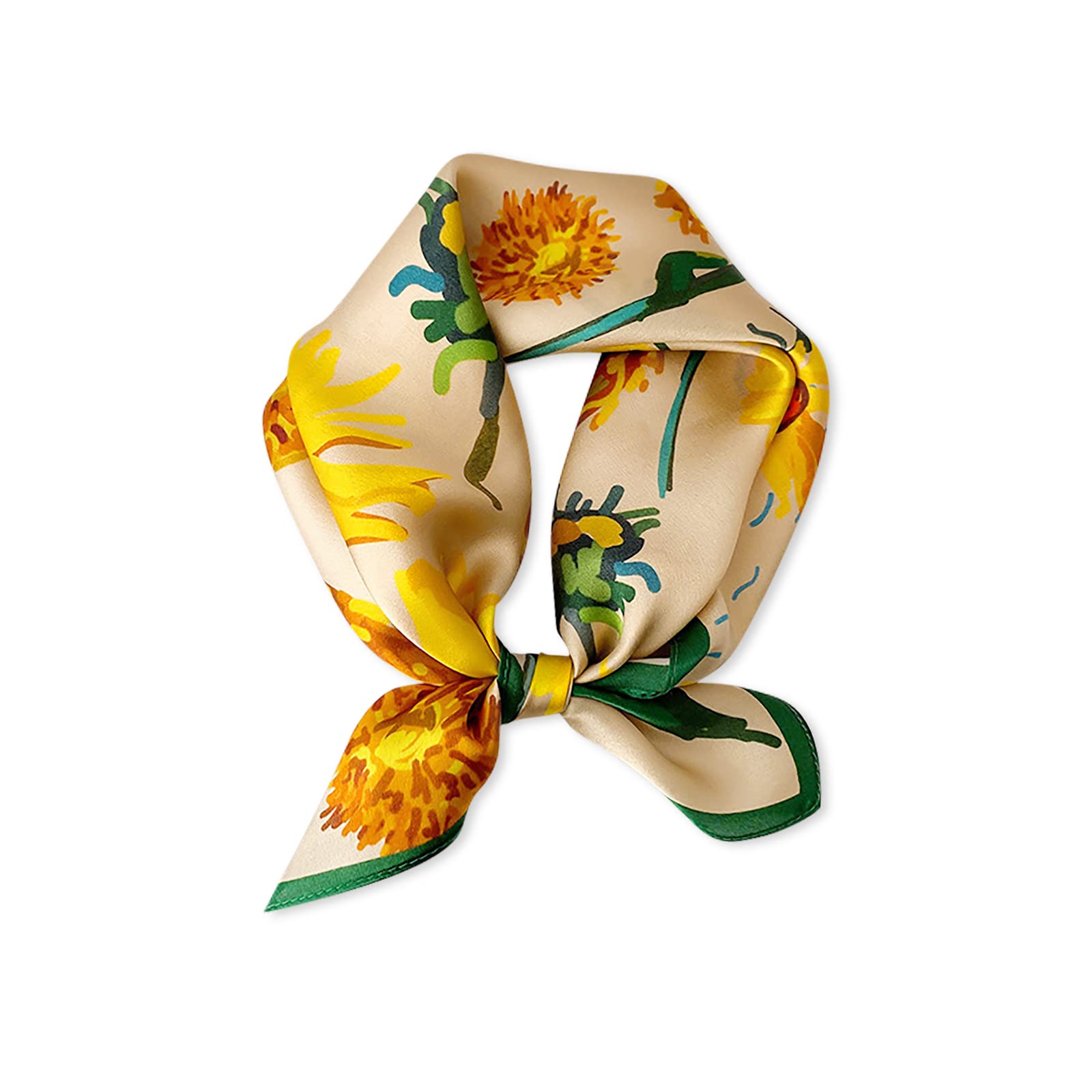 LumiSyne Silk Scarf Women Small Square Scarves Vintage Chain Printed Plain Lightweight Soft Bandanas Neckerchief Decoration Headwear