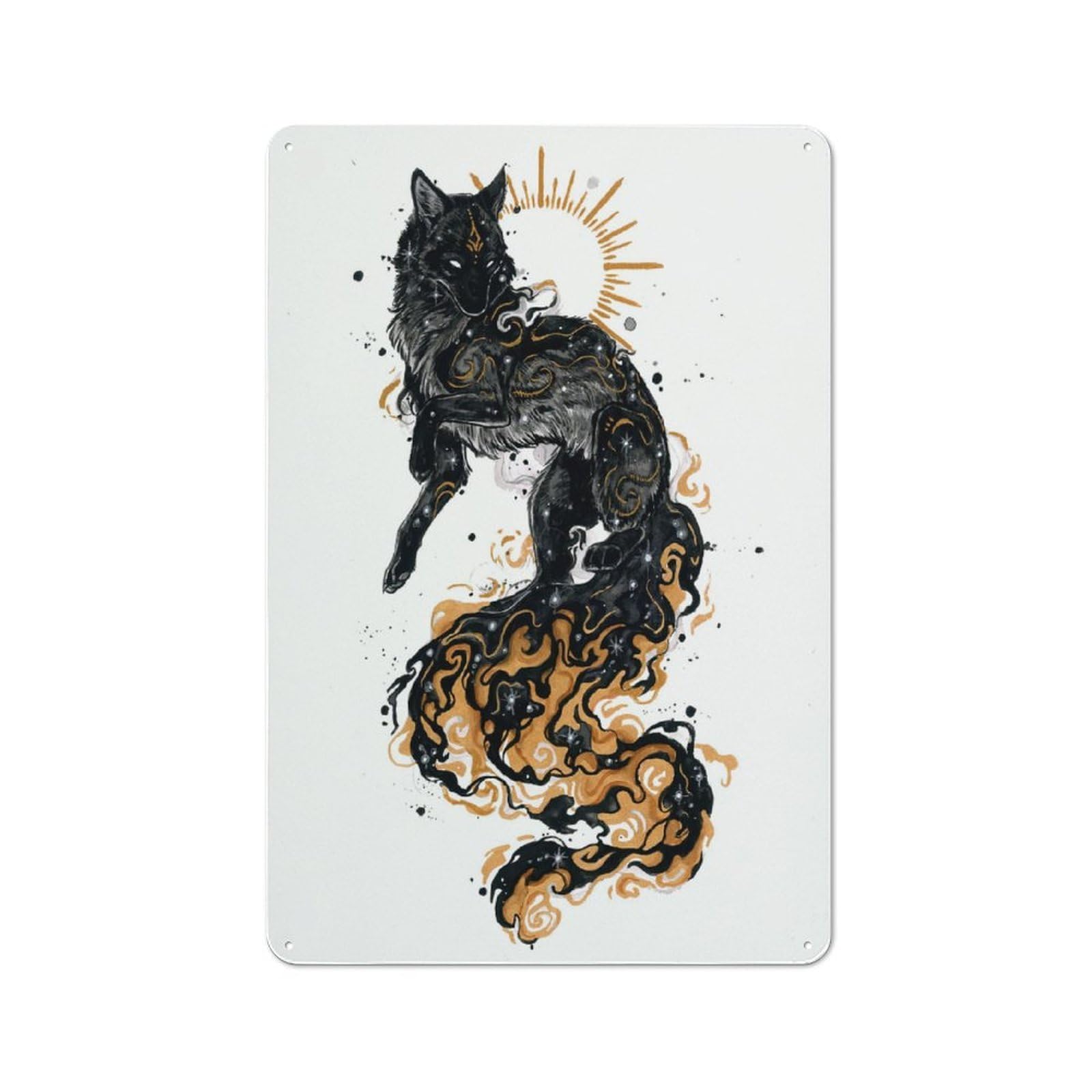 Junmoney Style-15 For Bar Or Restaurant, Fox Fires Retro Metal Plaque 30X20cm, A Decorative Christmas Gift For Hospitality Decor Collectors