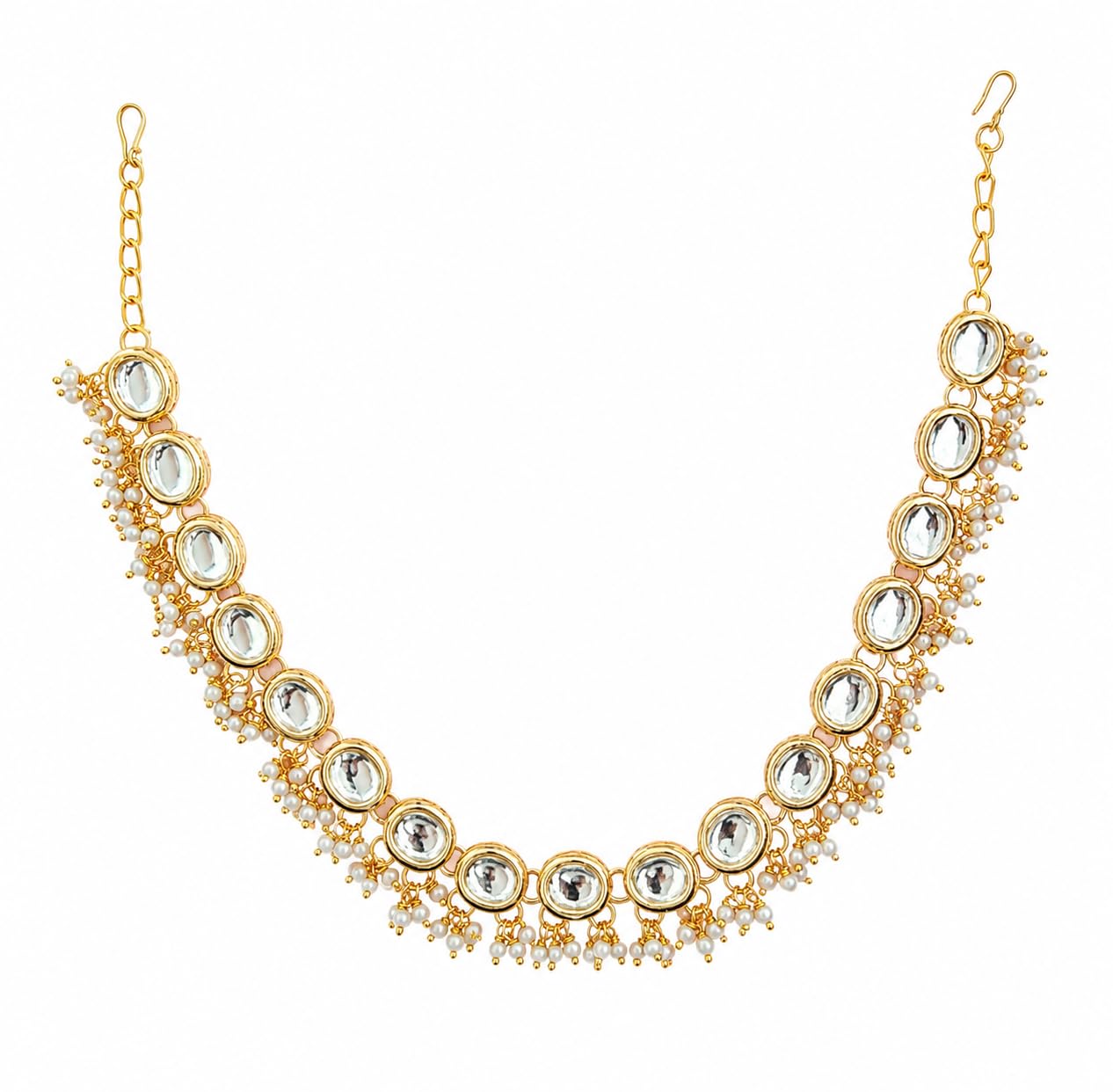 Gold Plated Kundan Hair Chain with Pearl Drops for Women | Traditional Matha Hair Accessory for Weddings, Parties, Festivals, Office Wear | Elegant Birthday, Anniversary & Everyday Jewelry Gift for Girls & Ladies-image-45