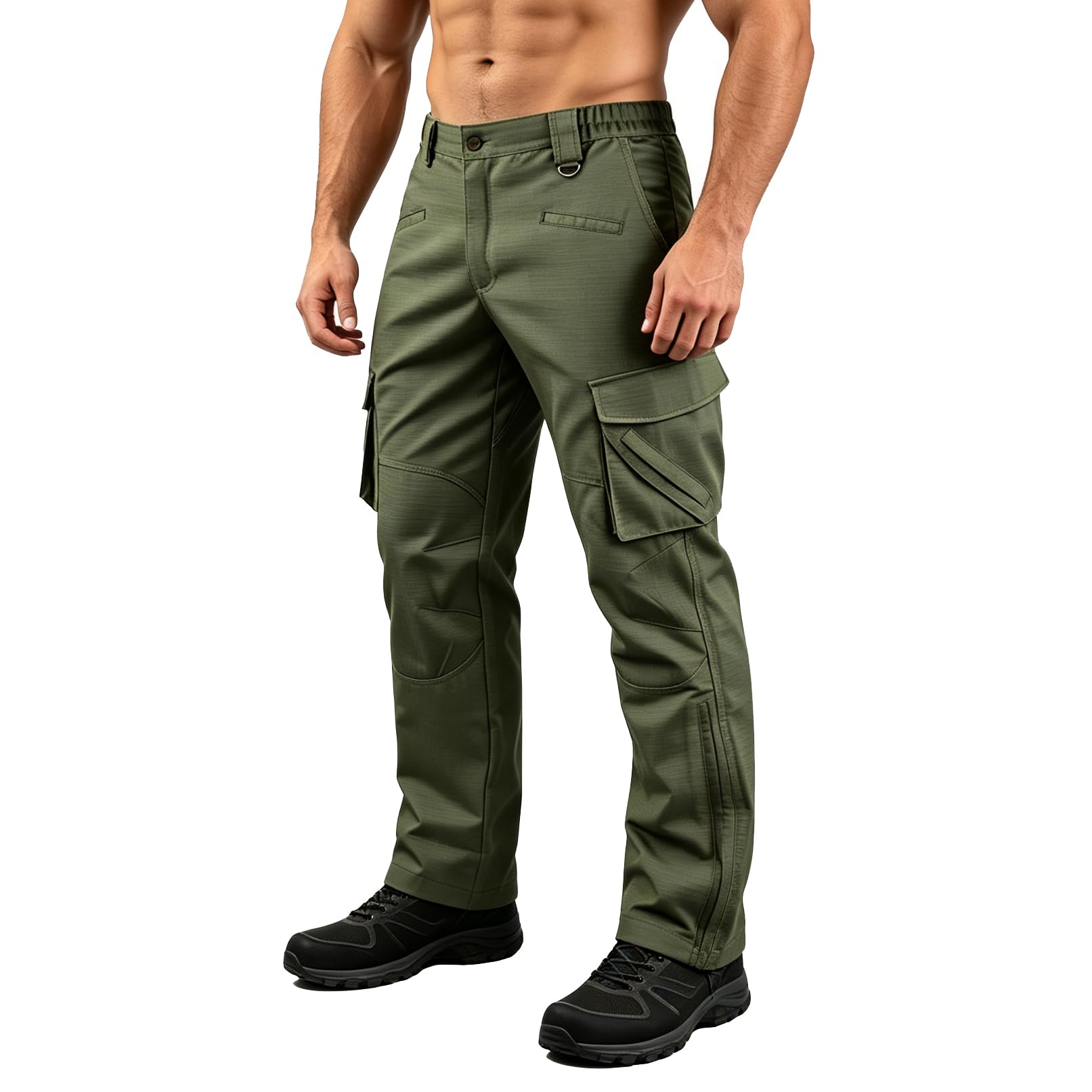 ZITY Arbeitshosen Männer Taktische Hose Cargohose Herren Elastische Taille Wanderhose Outdoor Bergsteigen Hosen mit Mehrfach Taschen