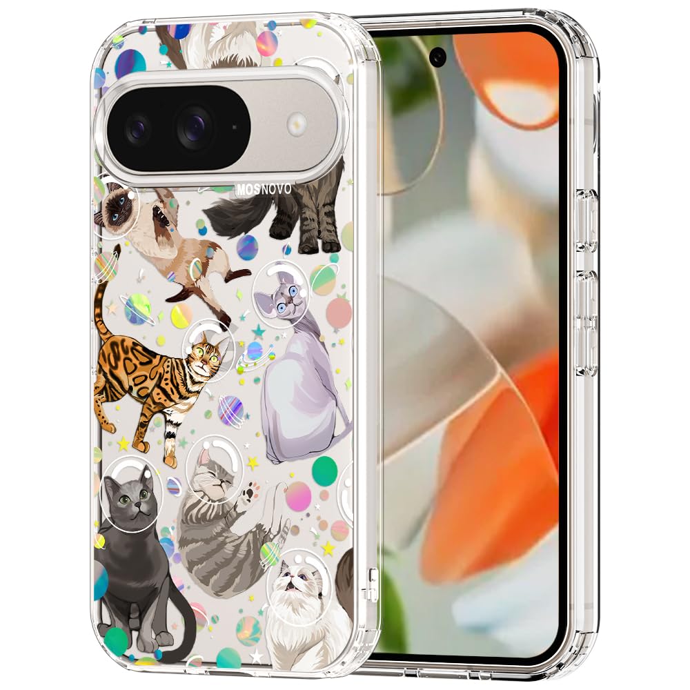 MOSNOVO Case for Google Pixel 9 & Pixel 9 Pro, [Buffertech 6.6ft Military-Grade Drop Protection] [Anti Peel Off Tech] Clear TPU Bumper Phone Case Cover Design - Great Wave — view 103
