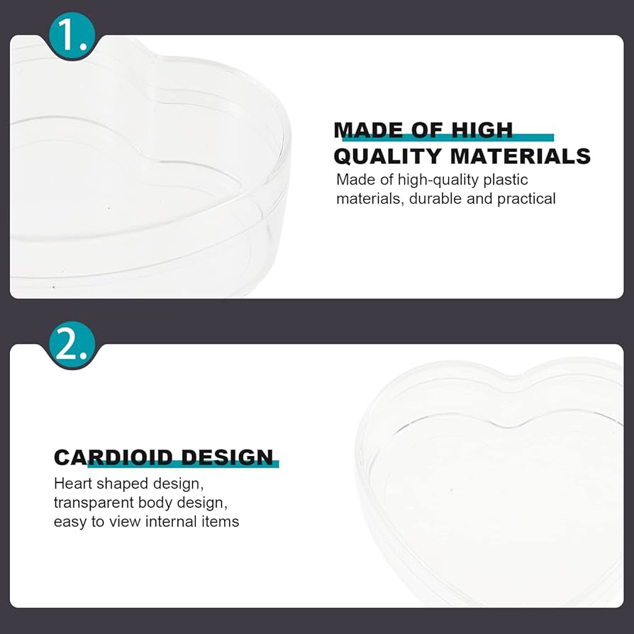 Amazon|透明なプラスチックハート収納ボックス:6ピースの空の Amazon|透明なプラスチックハート収納ボックス:6ピースの空の