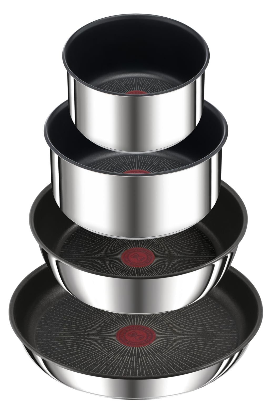 Tefal Ingenio Preference ON L9749702 - Set di pentole impilabili, con Manico Rimovibile, salvaspazio, antiaderenti, a induzione, in Acciaio Inox, 7 Pezzi