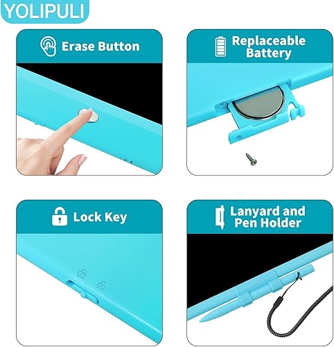 Miniatura 5 de Tableta de escritura LCD para garabatos tableta de dibujo colorida de 10 pulgadas, almohadilla de escritura borrable para niños, regalos de