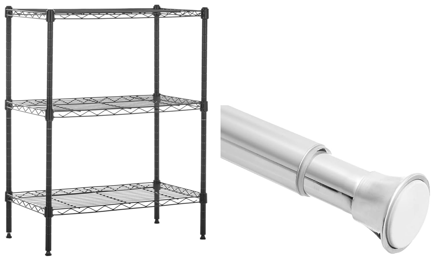 Amazonbasics Height Adjustable 3Shelves Heavy Duty Rack Black (Steel