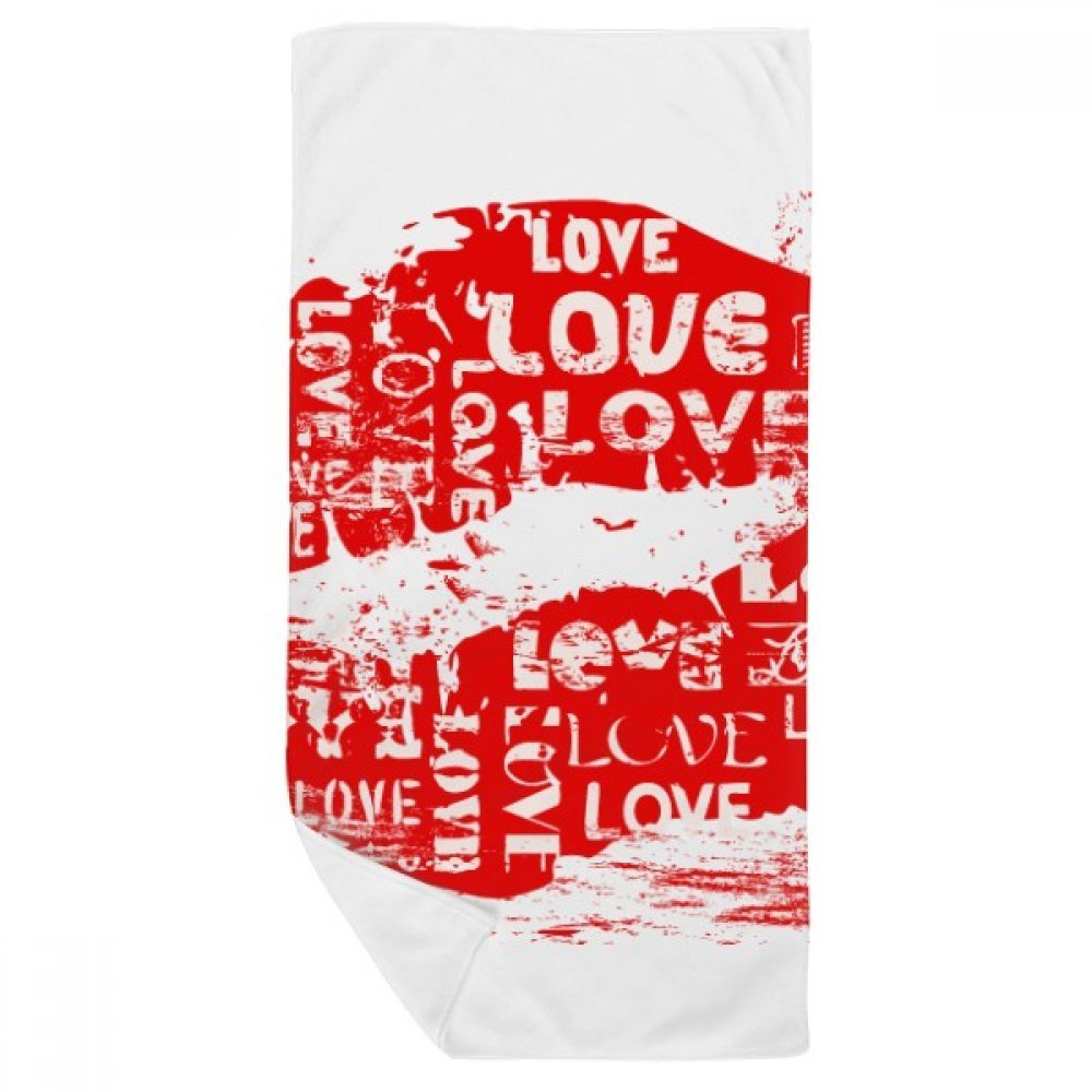 Serviette de bain doux motif rouge à lèvres drap de toilette 35x70cm haute qualité