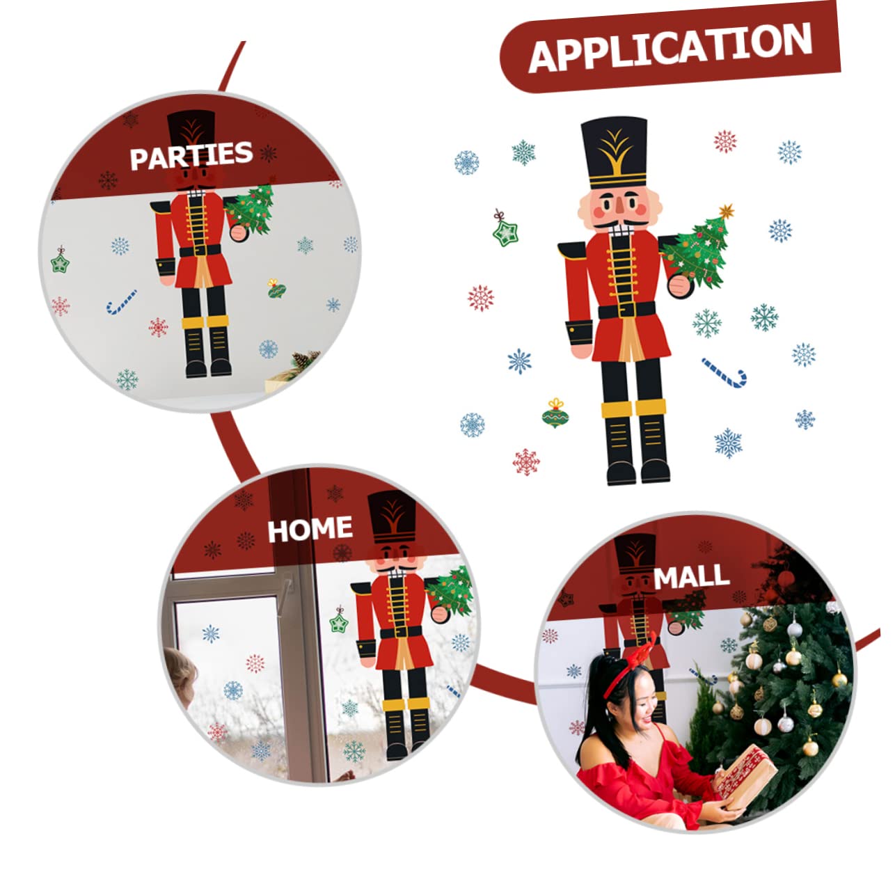 Cabilock 3 Pz Vetrofanie natalizie la finestra del fiocco di neve aggrappa adesivi murali schiaccianoci natalizi decorazioni natalizie economiche stickers natale bambini adesivi natalizi