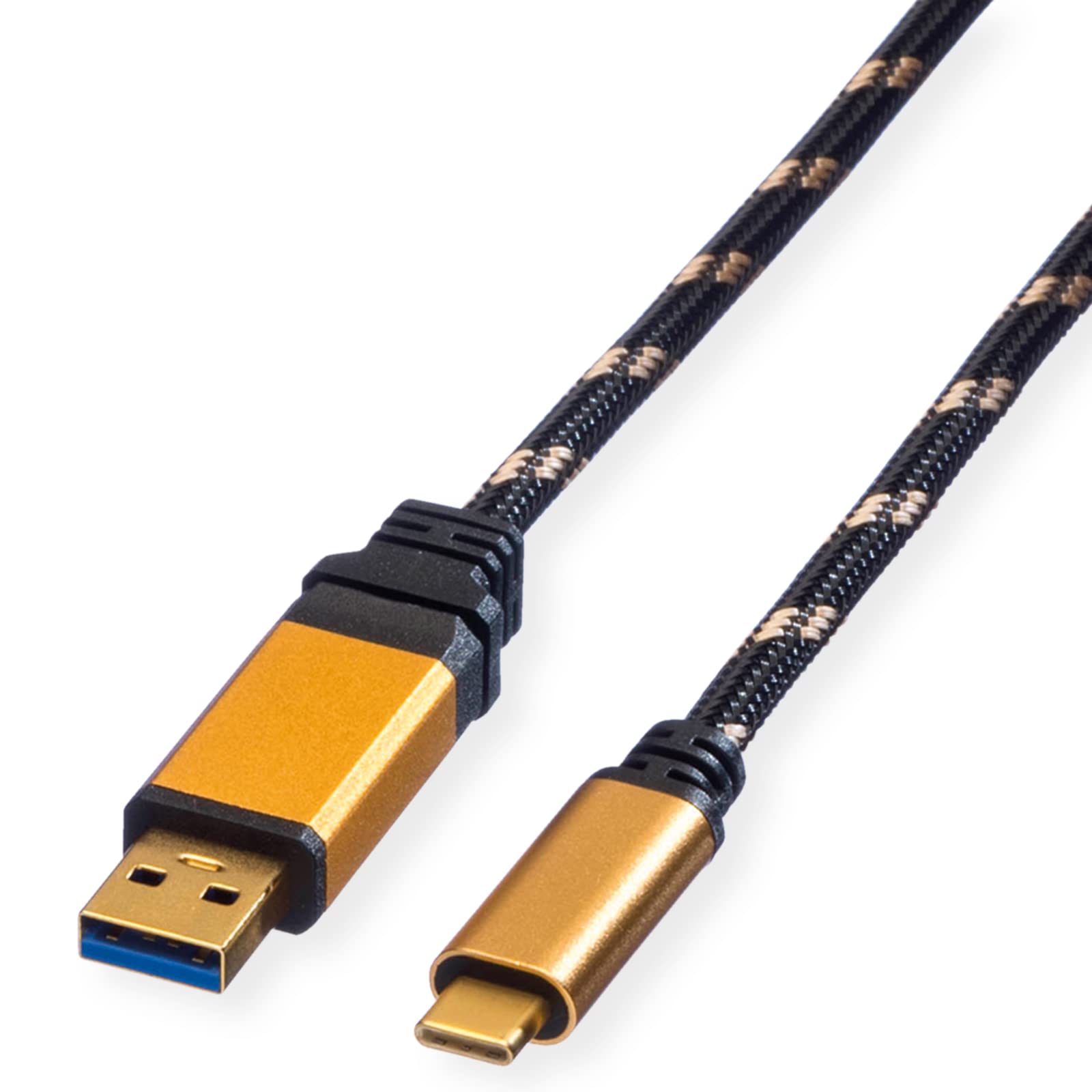 Roline 11.02.9013 USB cable black gold shielded USB-A to USB-C 1m