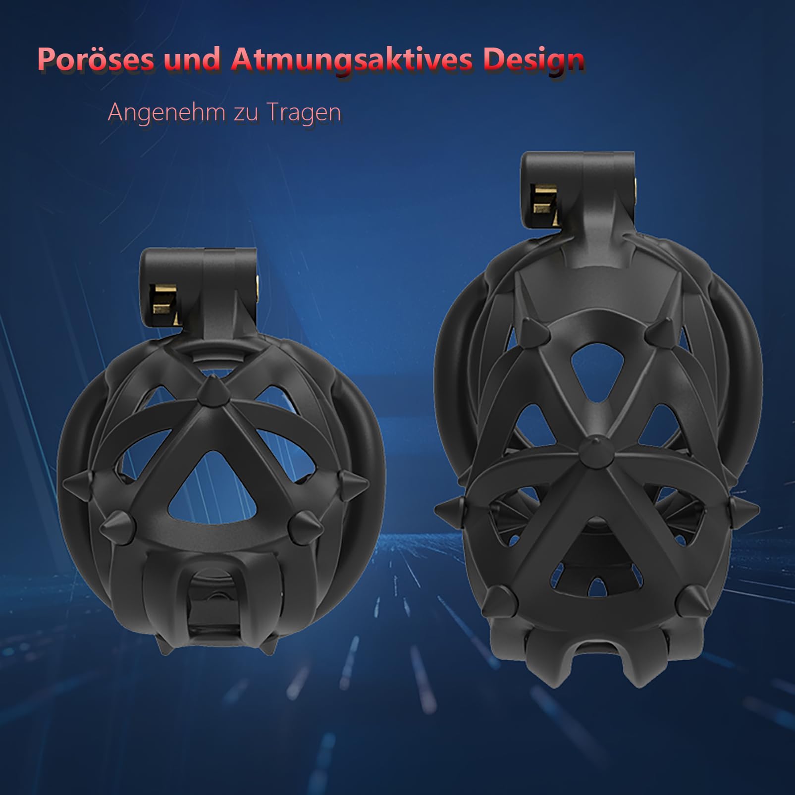SeLgurFos Set di gabbia per il pene con 4 anelli per il pene Stampa 3D Ventilazione Gabbia di castità Uomo Gabbia per il cazzo piccolo SM Bondage Giocattoli del sesso per gli uomini (Short-Arc Ring)