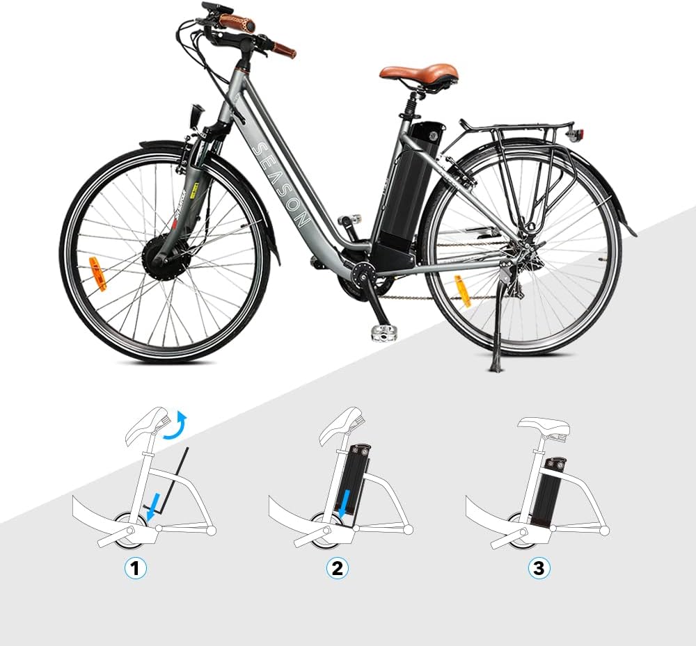 YS YOSE POWER Electric Bike Battery 36V17.4AH Silver Fish ebike Lithium-ion Batteries with Charger USB Port Electric Bicycle Battery Pedelec fit 36V250W 350W 500W 700W 900W Motor 390mm Height