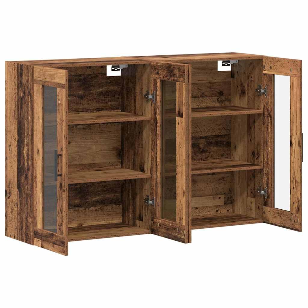 Lot de 2 armoires murales en bois vieilli 69,5 x 34 x 90 cm avec porte en