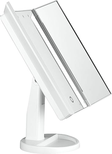 Miniatura 2 de Kit de espejo de maquillaje de tres pliegues con 21 luces LED, espejo de aumento de 3 vías para escritorio, pantalla táctil, aumento 3X2X1X, fuente