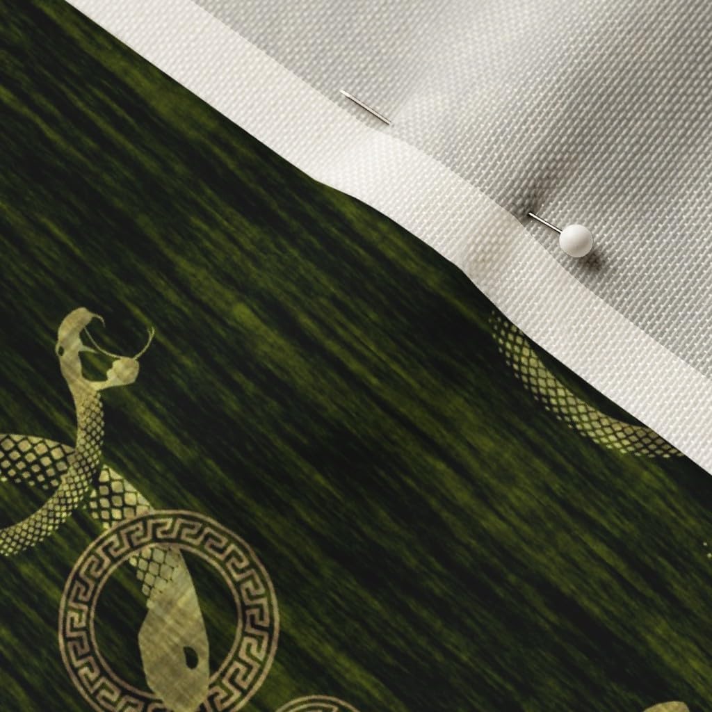 Spoonflower Fabric - Greek Myth Snake Serpent Green Printed on Upholstery Velvet Fabric Fat Quarter - Upholstery Home Decor Bottomweight Apparel