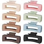 4.1 Inch Large Hair Claw Clips 8 Pcs Rectangle Big Clips for Thick Hair Nonslip Acrylic Banana Jaw Accessories for Women and Girls (Brown Colorful)