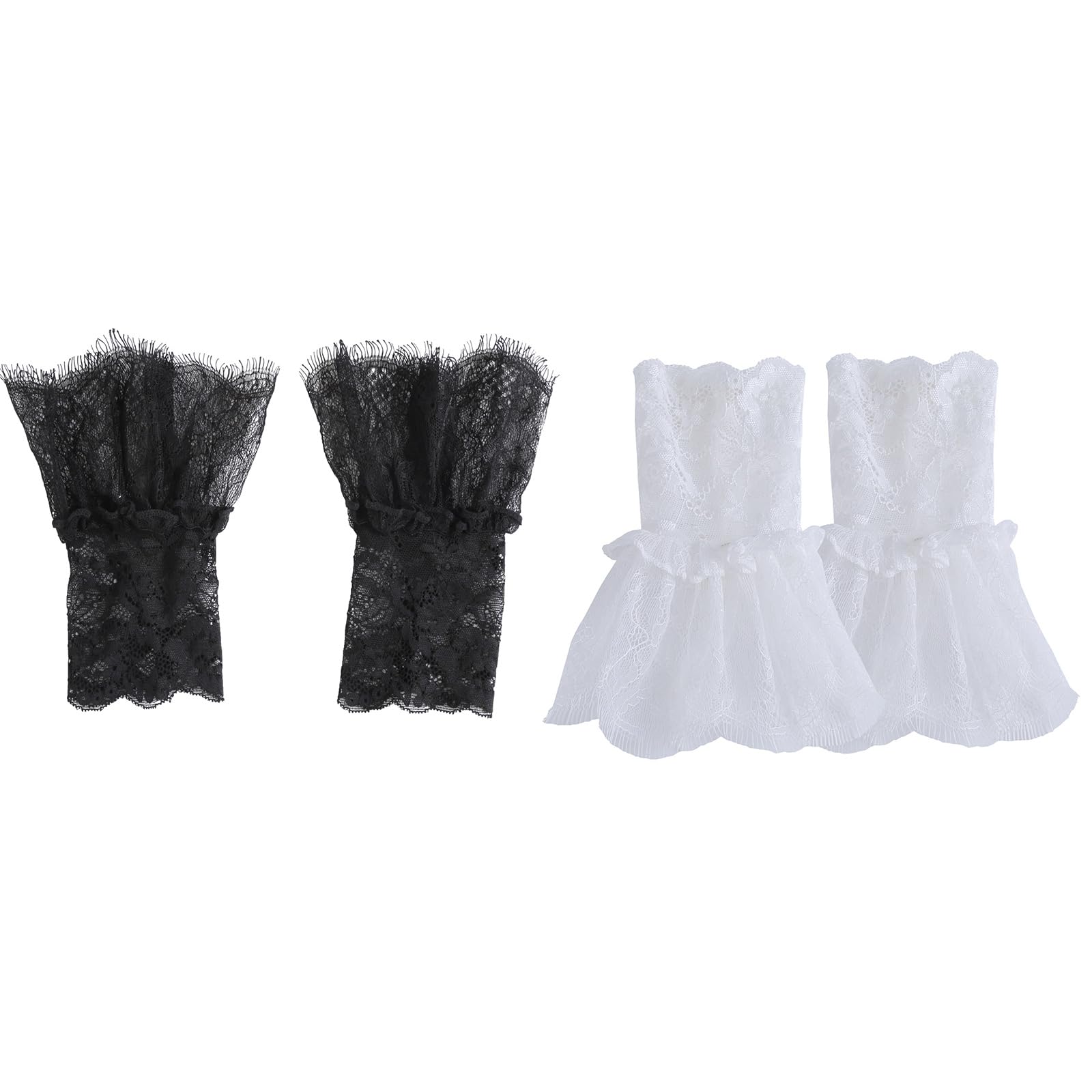 MICFENY 2Pairs Elegant Arm Sleeves With Lace Flower Elastic Wrist Cuffs Extension Faux Sleeves For Women Dress Enhancer