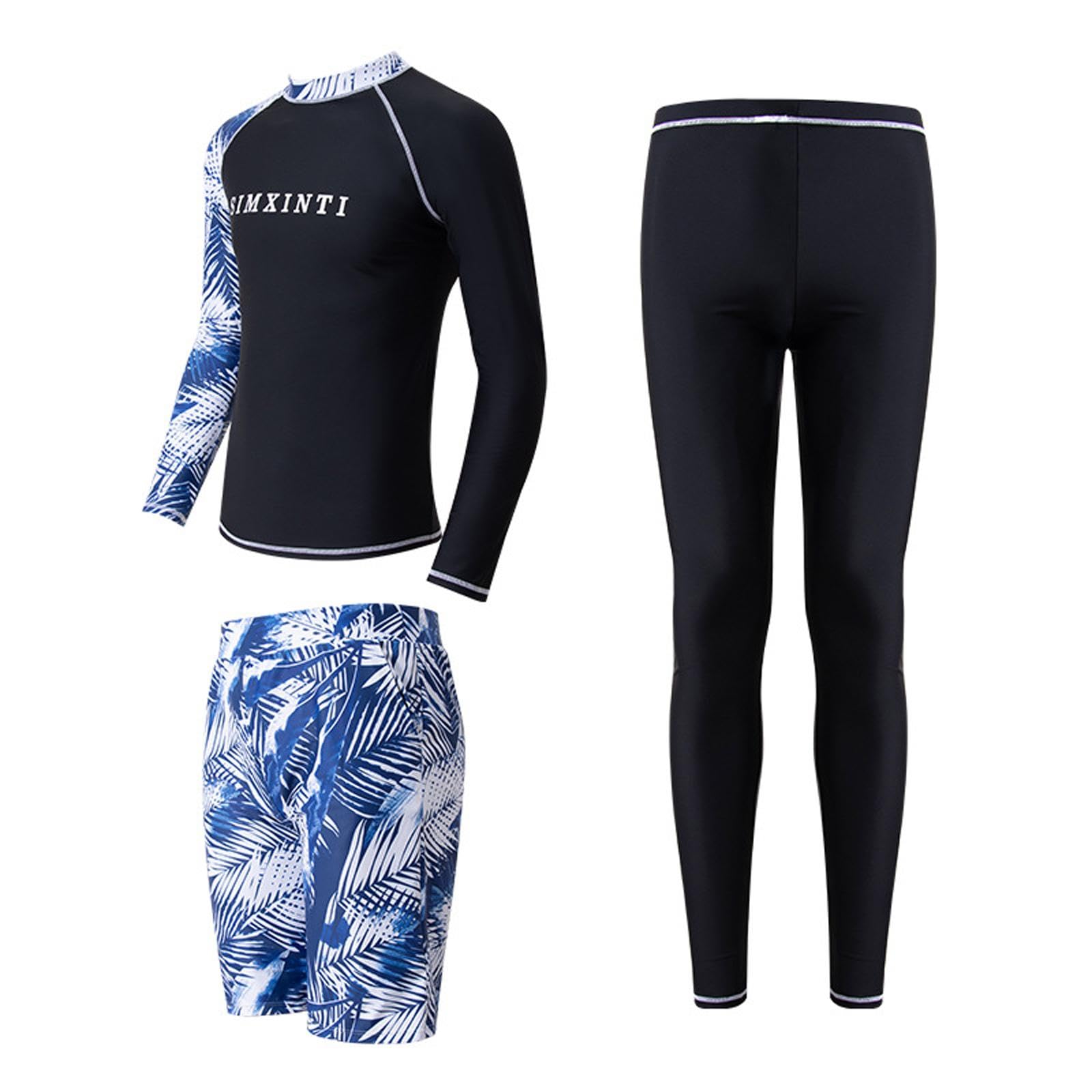 Men Long Sleeve Swimsuit Top and Bottom Wetsuit Stretch Swim Shirt and Pants XXL-image-7