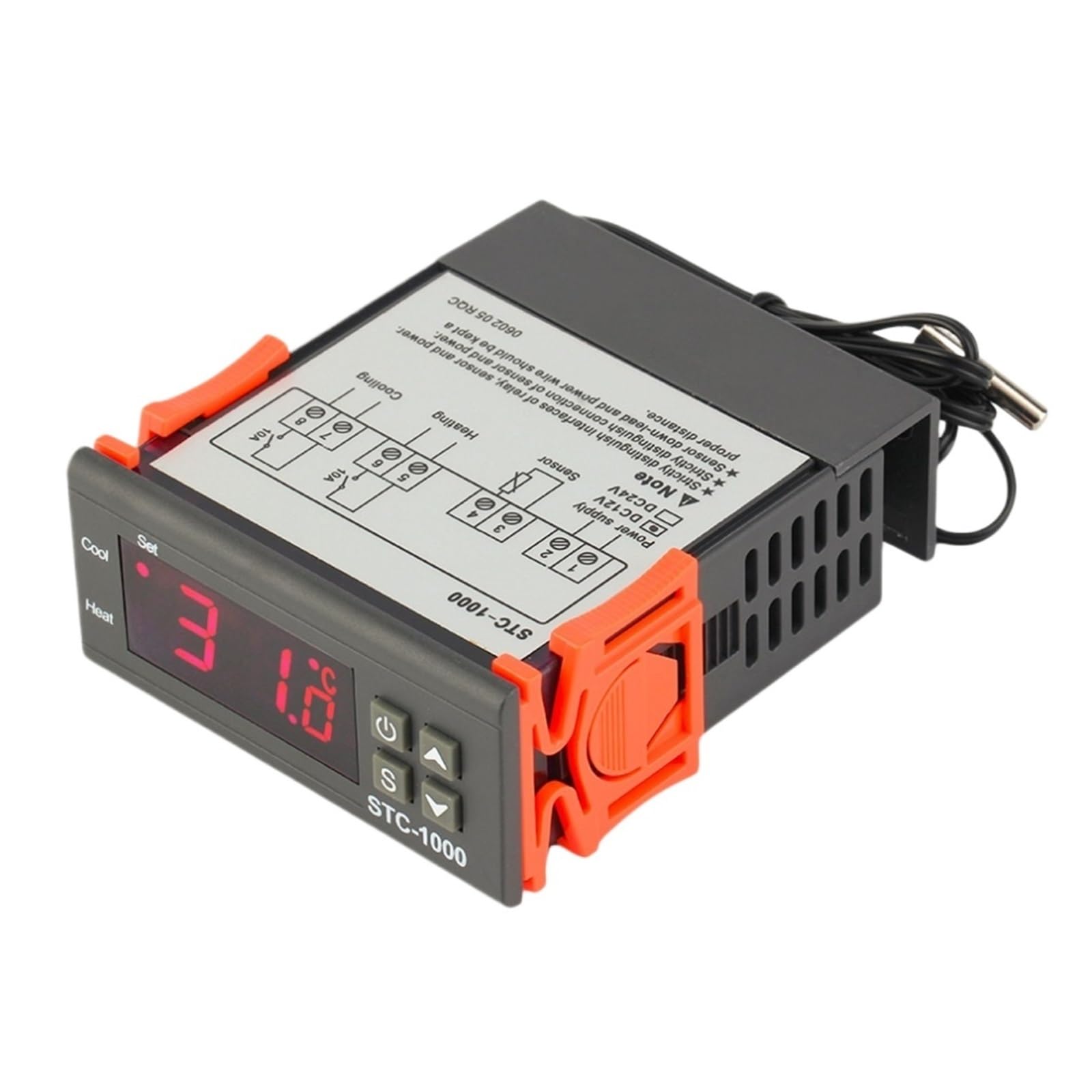 STC-1000 Digital Temperature Controller Thermostat Thermoregulator Incubator Relay LED 10A Heating Cooling 12V 24V 220V(DC 24V)
