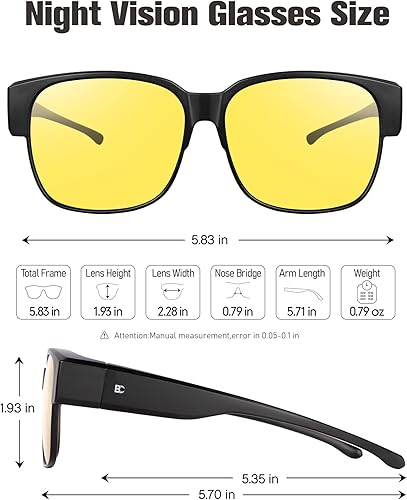 Miniatura 4 de BIRCEN Gafas de visión nocturna para conducir se ajustan sobre lentes antirreflejos HD para hombres y mujeres
