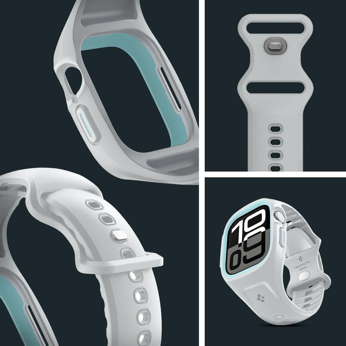 Spigen Liquid Air Pro Hülle mit Armband Kompatibel mit Apple Watch 11/10 46mm (2025/2024) - Grau