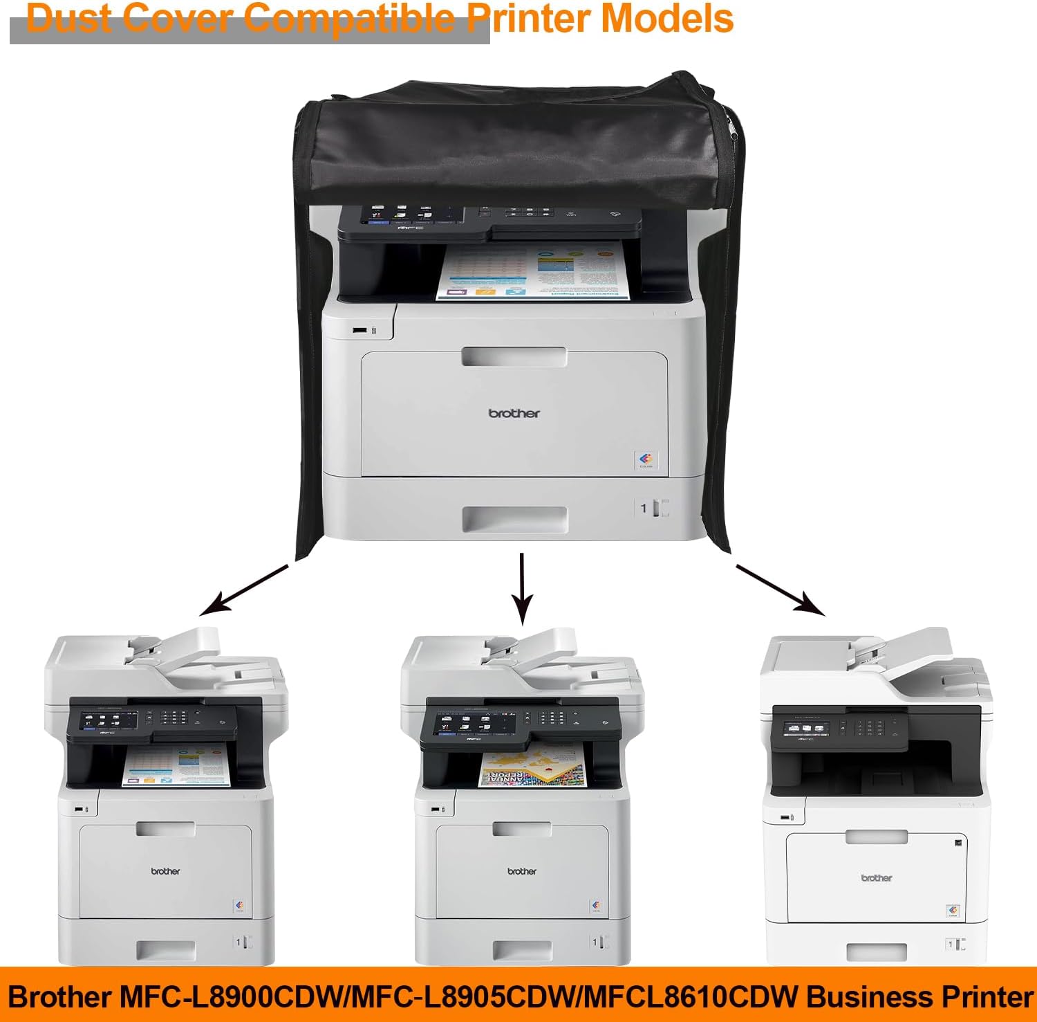 Printer Dust Cover Antistatic Water-Proof Printer Protective Cover Heavy Duty Business Printer Case for Brother MFC-L8900CDW MFC‐L8905CDW MFCL8610CDW Business Printer (Black)