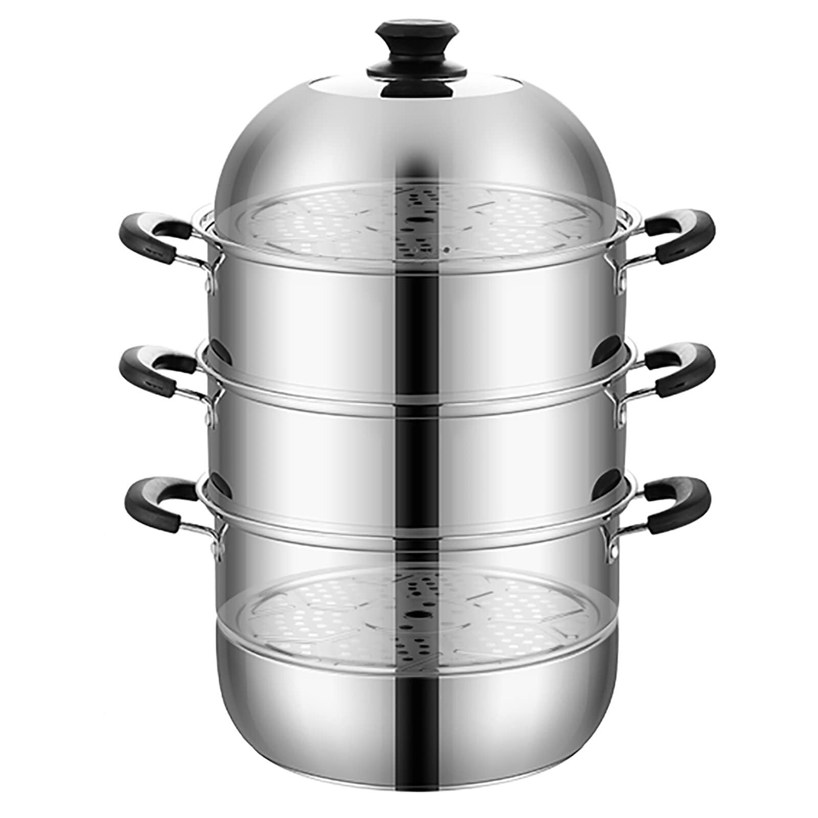 GTHTUHFD Steamer Cooker/Soup Pot, 201 Stainless Steel, 3-Layer Composite Bottom, Steamed Seafood & Chicken Soup,36Cm,36Cm (Size_Name 34Cm),size_name-34cm