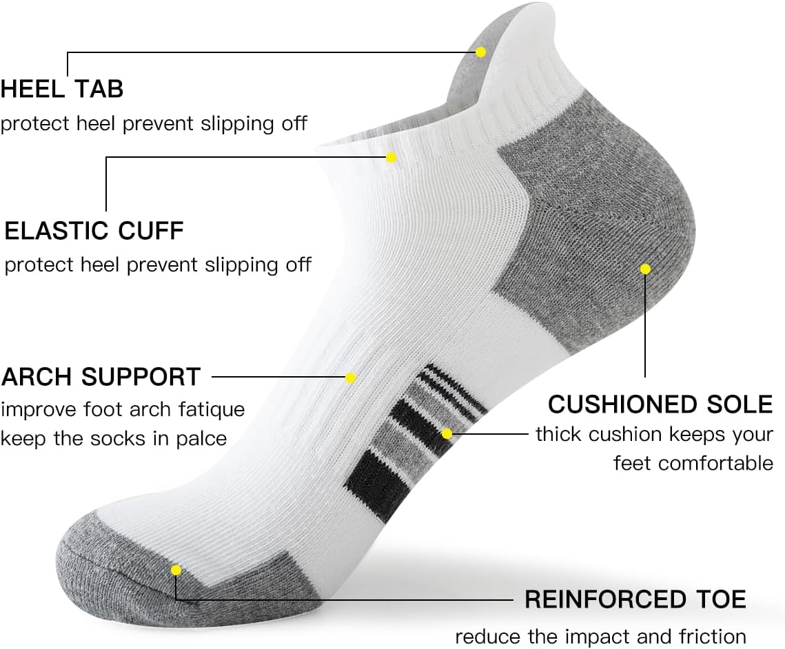 JOYNÉE 10 Pairs Mens Ankle Socks Athletic Running Socks with Tab Low Cut Socks for Men - Image 4