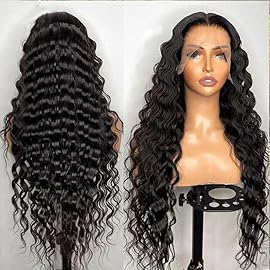 NKTU Deep Wave Lace Front Wigs Human Hair Glueless Wigs for Black Women 13x4 HD Transparent Lace Front Wigs Pre Plucked with Baby Hair 180 Density 22 Inch