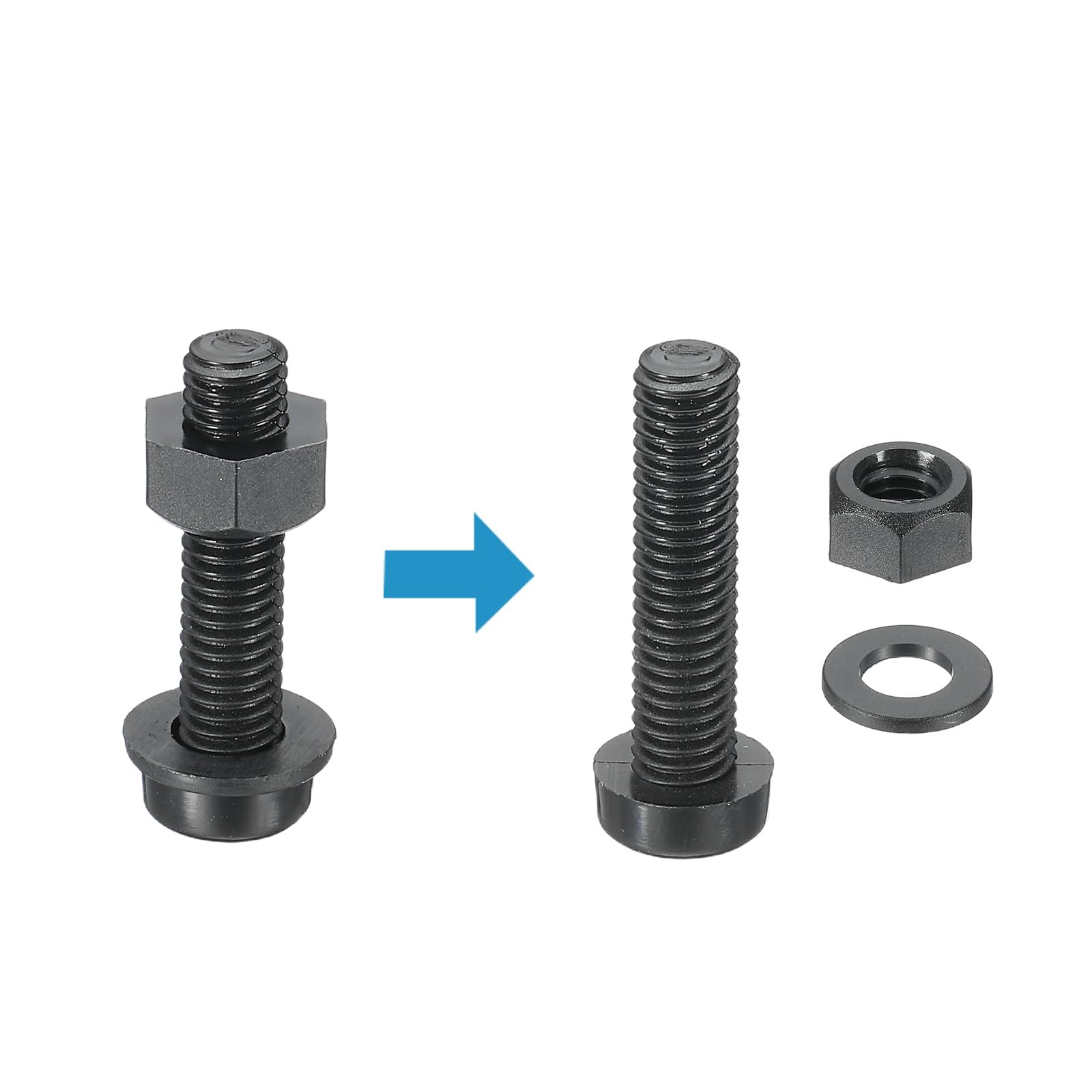 PATIKIL M6x25mm Black Nylon Bolts Plastic Nuts Full Thread Head Screws, 24 Pcs, M6*25mm - Image 3