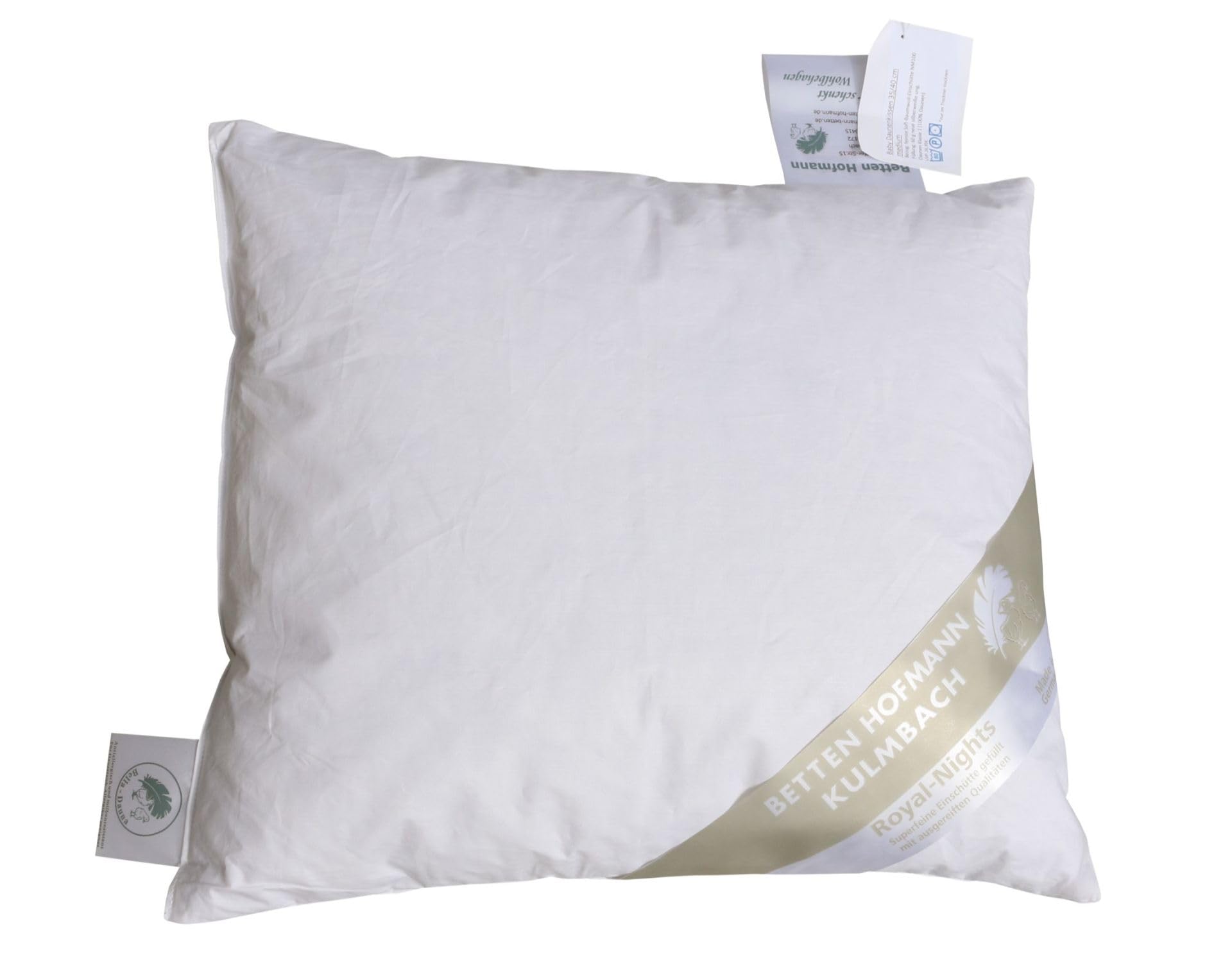 Betten Hofmann Baby Daunenkissen Kissen 35x40 cm medium 100% Daunen flauschig weich 60g, 100% Natur, waschbar, kuschelig, flauschig weich, Naturprodukt