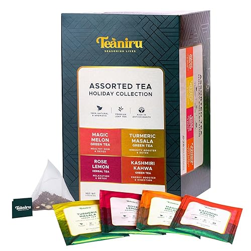 Miniatura 1 de Teaniru - Colección de té surtida - 4 té con sabor natural - Bolsas de té envueltas individualmente - 56 tazas