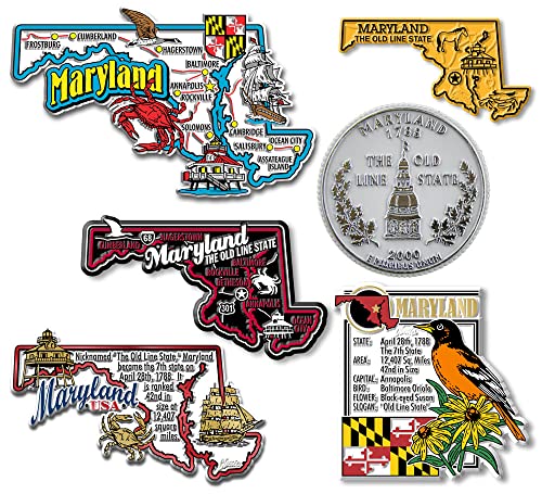 Set de 6 imanes decorativos de estado Maryland