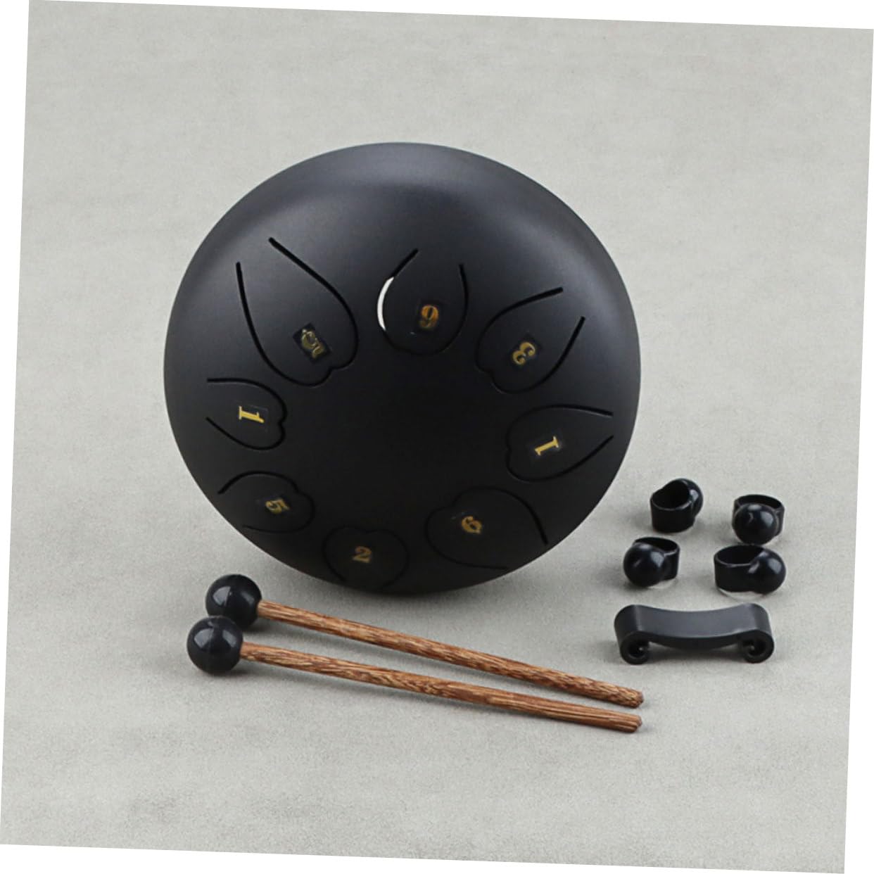 Milisten Instrumento Etéreo de Lengüeta Negro, Instrumento de Percusión de Mano, Metal y Madera, Sonido Nítido, Adecuado para Yoga y Música