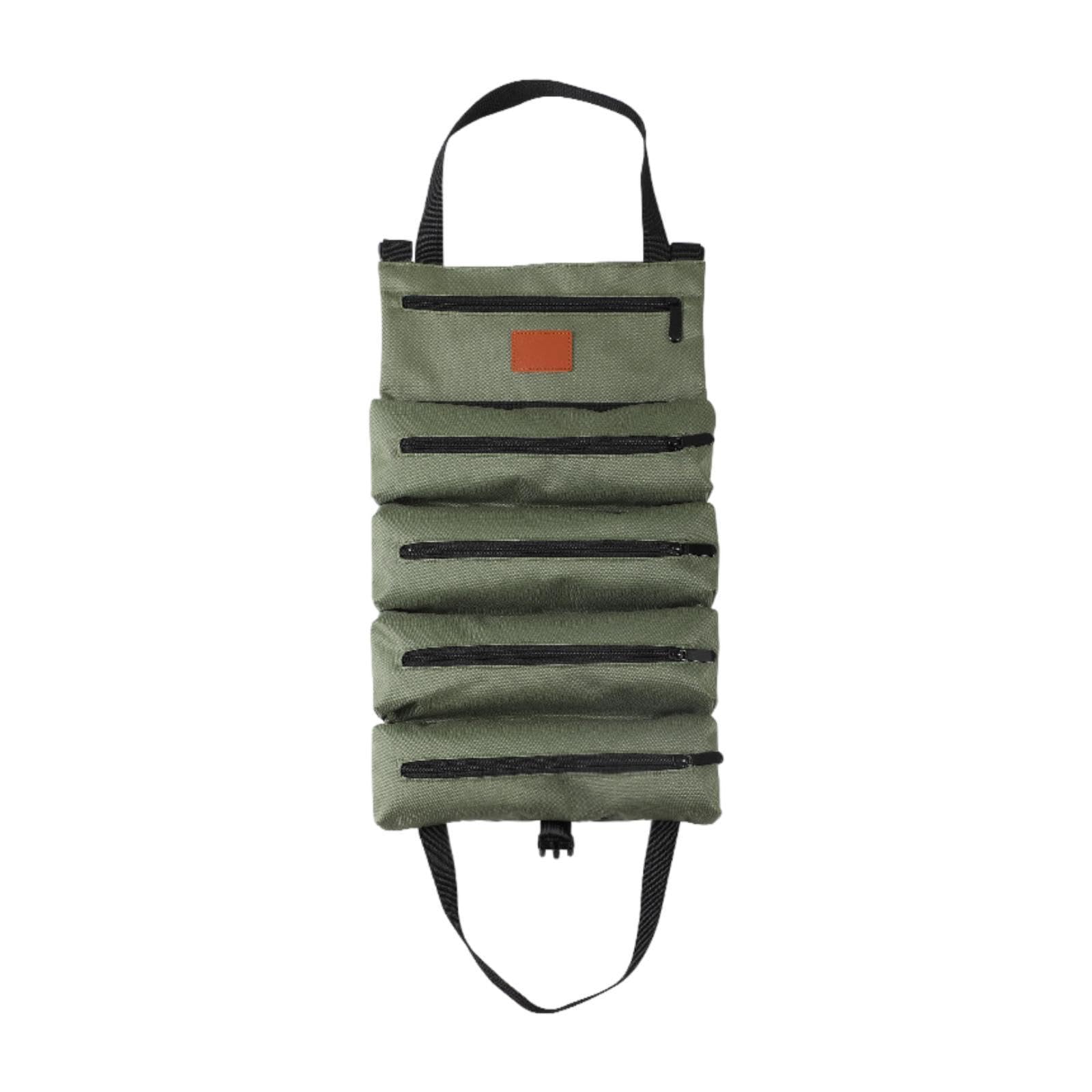 Tool Roll up Bag Hanging Tool Roll Bag for Carpenter Construction Motorcycle Green-image-19