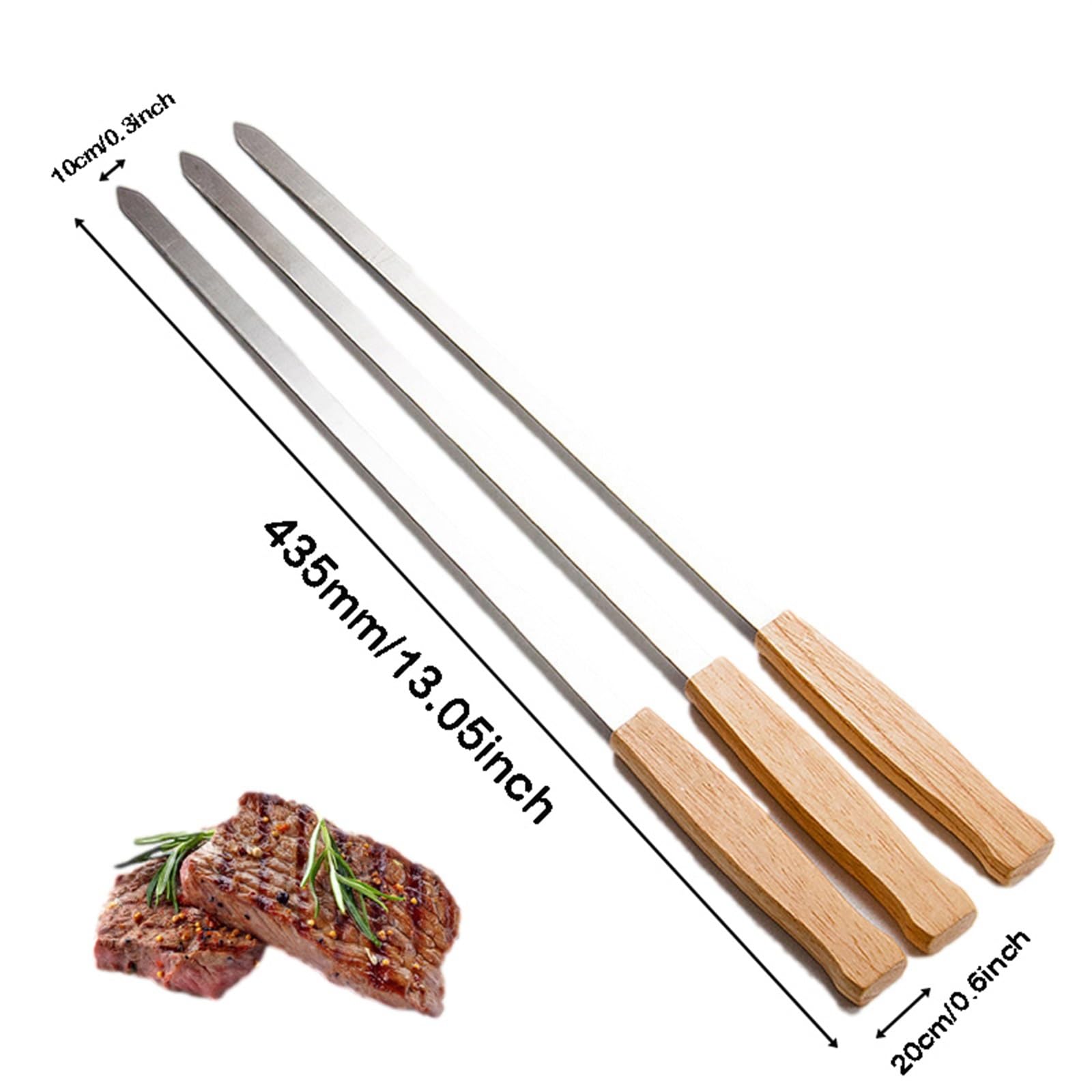 Brochetas de kebab, 8 piezas de acero inoxidable for barbacoa, reutilizables, gruesas, for asar carne,Brochetas para barbacoa