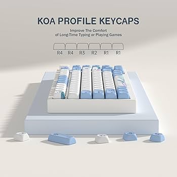 YMKPVR KBDiy Ocean Whale KOA Profile Keycaps 75 Percent,Dye