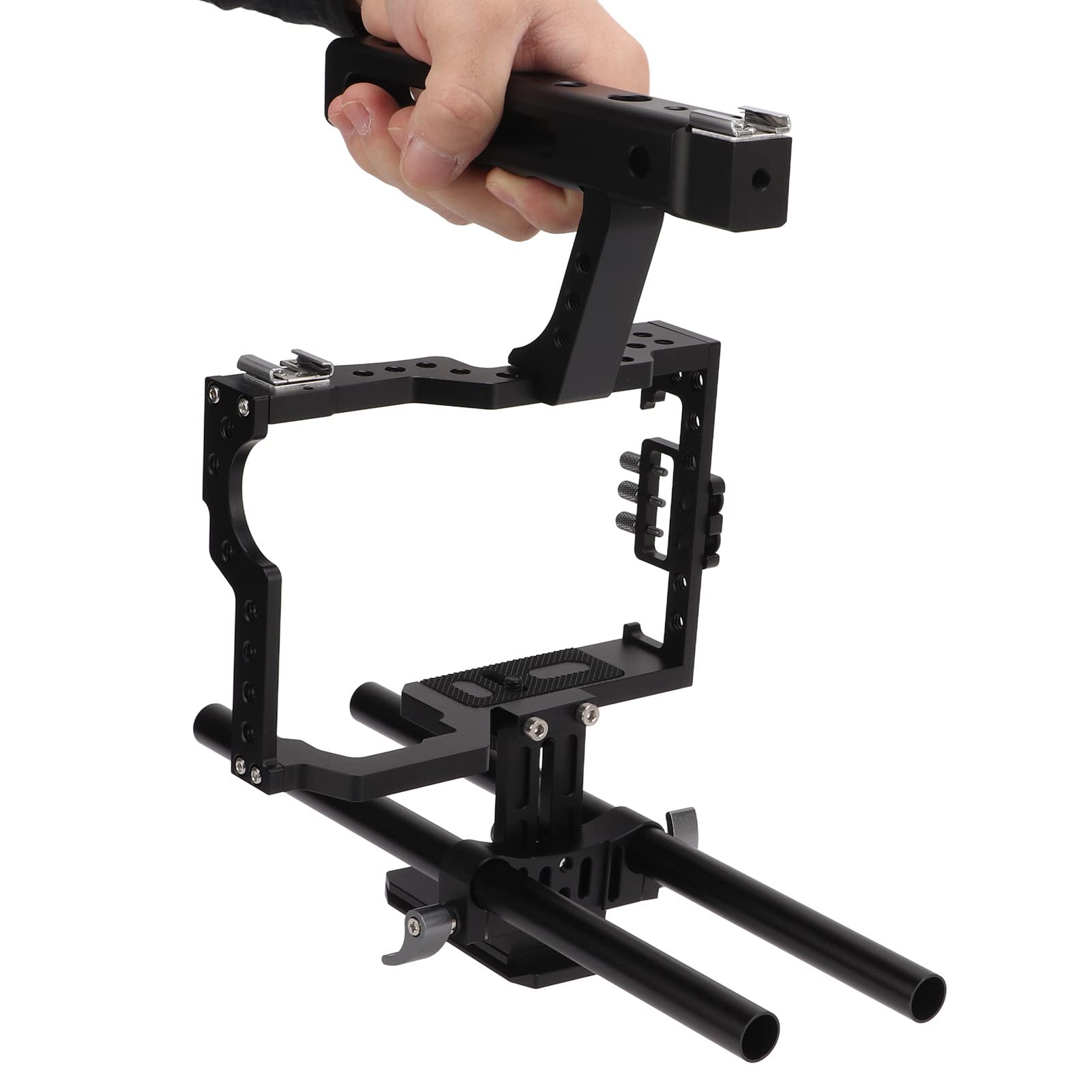 Aluminiowa Klatka do Aparatu, Mocowanie Zimnego Buta, Ergonomiczny Uchwyt, Regulowana Podstawa do GH4, A7, A7II, A7S, A7SII, A7R, A7RII