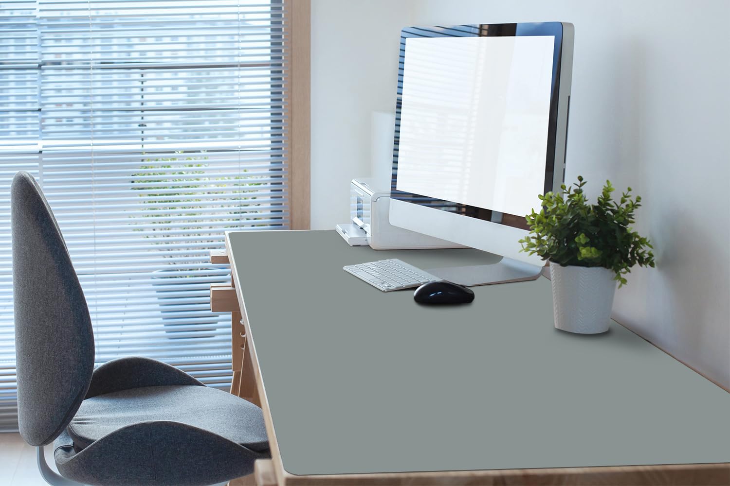 Sottomano da Scrivania 120x60 cm Facile da Pulire Antiscivolo Superficie Protettiva Protezione e Decorazione in Vinile PVC per Ufficio e Casa Impermeabile - Grigio