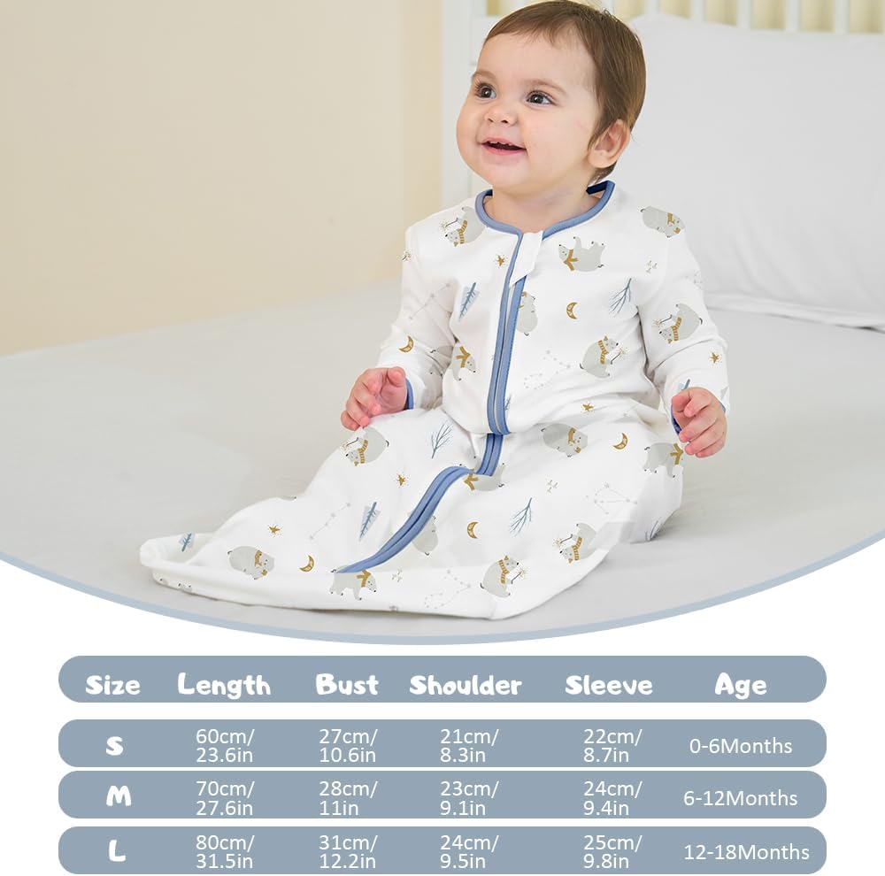 Miracle Baby Long Sleeve Sleep Sack 2-Pack, 100% Cotton Wearable Blanket Baby Sleeping Bag for Newborn Infant Toddler - Image 5