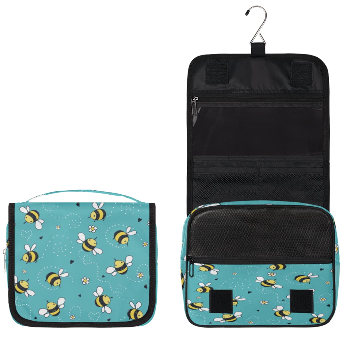 Zabawna pszczoła podróżna kosmetyczka zwierzę pszczoły torba do mycia torba unisex wiszące przybory toaletowe kosmetyczne organizer do makijażu, wielobarwny, Jeden rozmiar