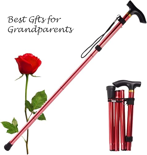 Miniatura 2 de Bastón plegable para mujeres y hombres mayores, palos ligeros plegables para equilibrio de personas mayores, bastones ajustables, palo y muletas