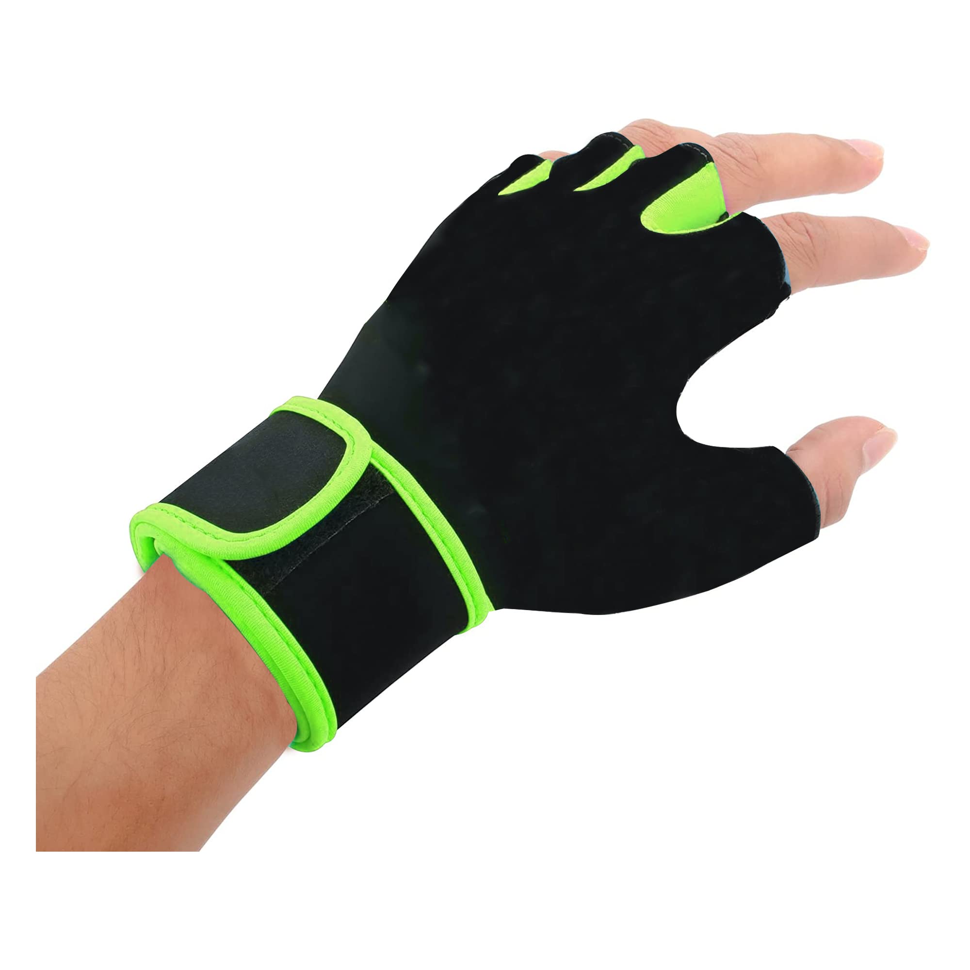TRUE INDIAN Leatherite Gym Gloves with Half-Finger Length, Training and Workout Driving Gloves for Boys and Girls (Green)-picture-22