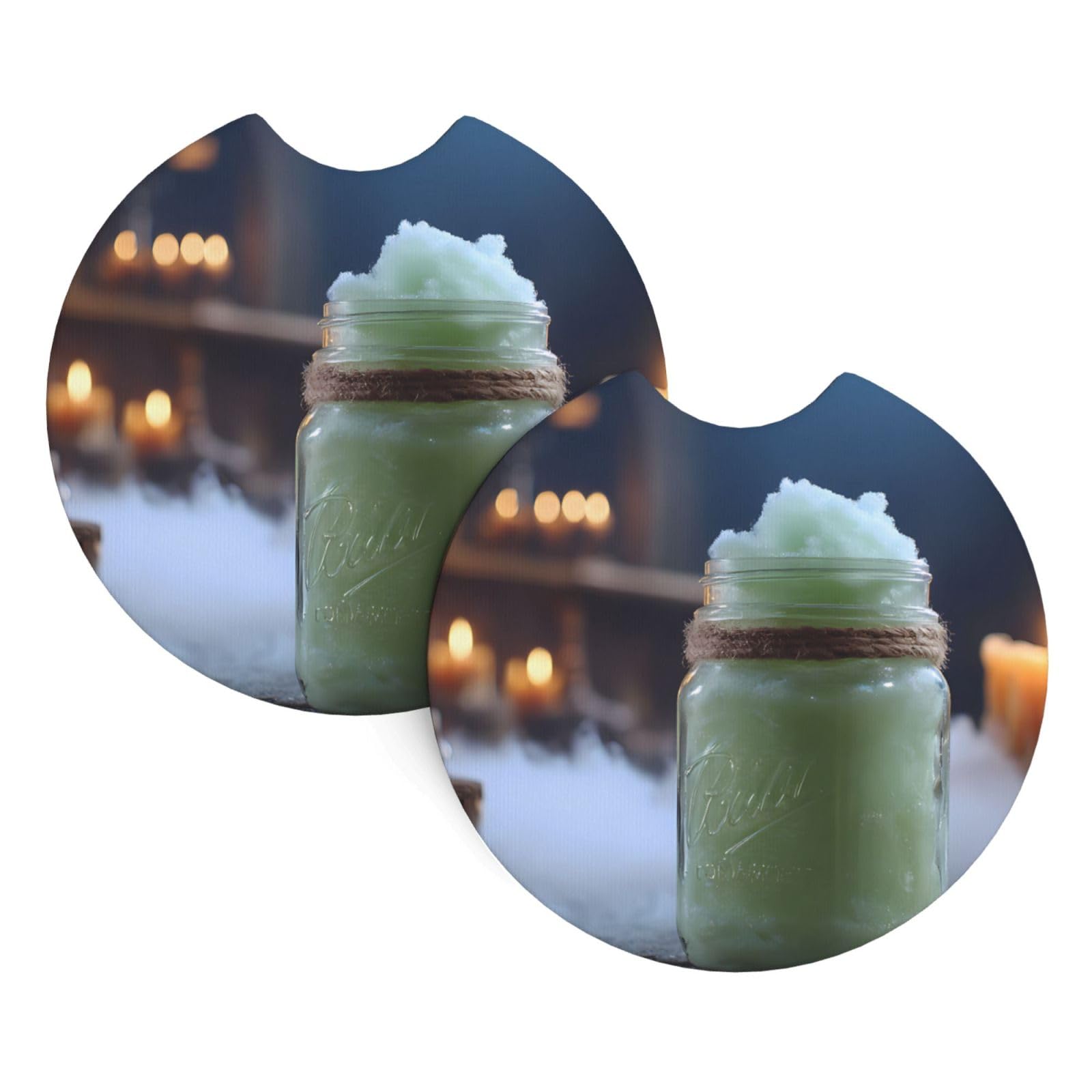 Green Smoothie Car Interior Cup Holder Pad 2 PCS Car Coasters Scratch-resistant Odorless for Most Cars