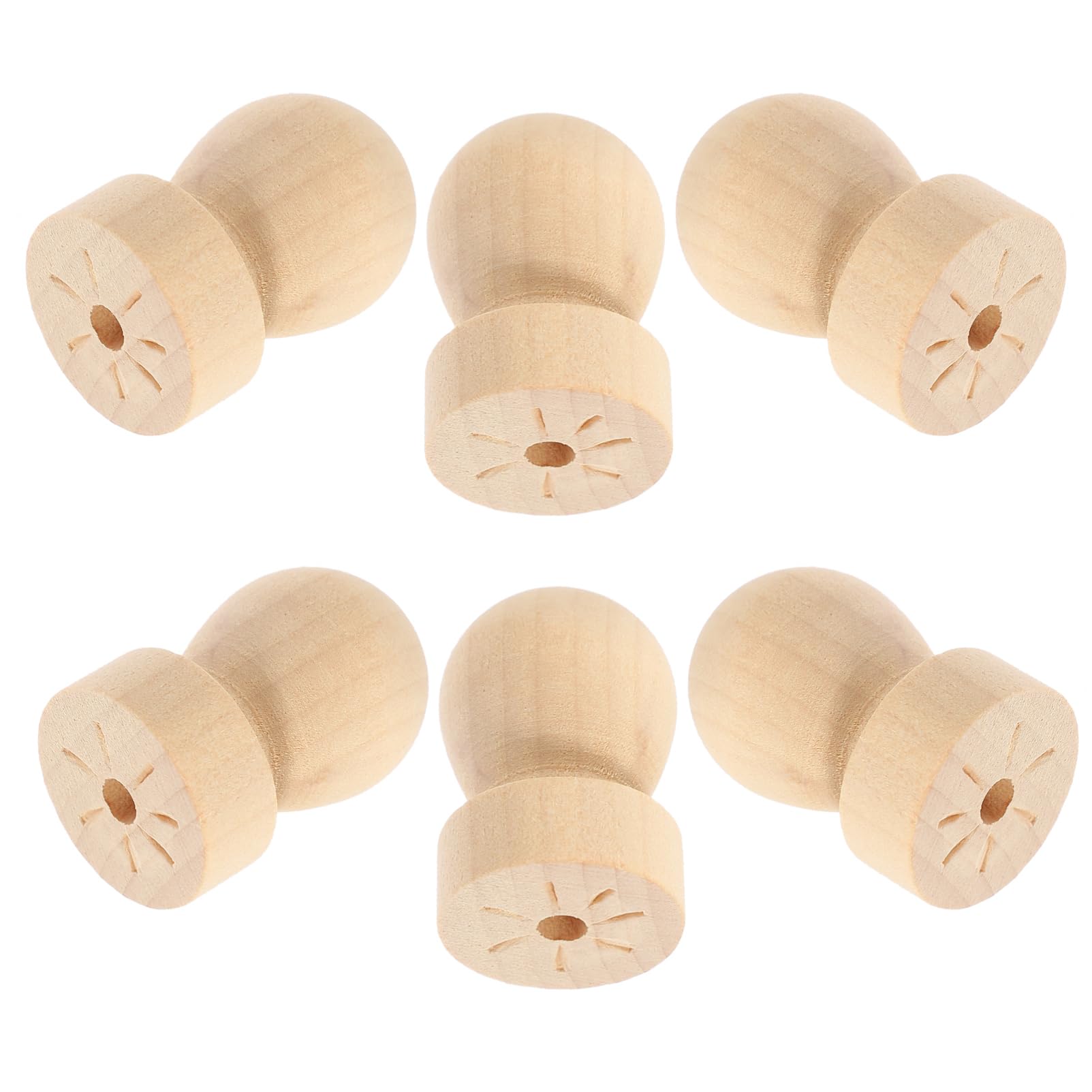 HOMSFOU 5 Set Manici Legno per Timbri Manici Sostitutivi per Retro Facile Installazione Compatibile con Teste Standard 6 Pezzi*5