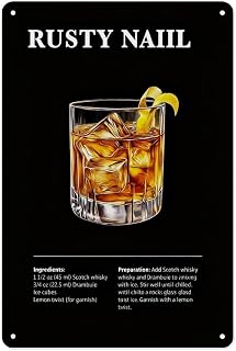 Aluminum Sign 12 X 8 Inch - Rusty Nail Cocktail Recipe Poster Suitable For Kitchen Home Dining Bar Cafe Restaurants Decoration30*20cm